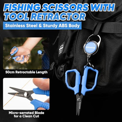 7 Pcs Fishing Tool Kit, Fishing Gear - Rust Resistant Fishing Pliers with Lanyard & Sheaths, 7-inch Fillet Knife, Fishing Lip Gripper, Fishing Scissors & Tool Retractor