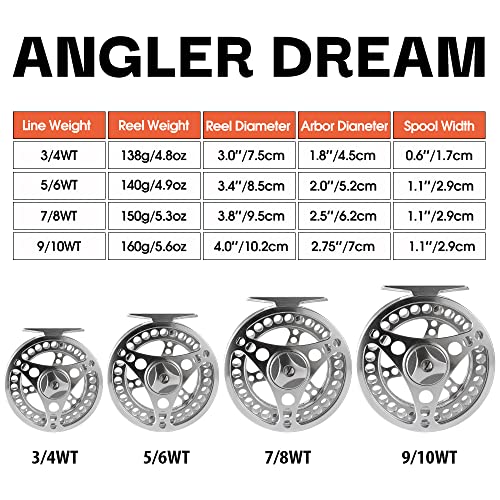 EX-ALC Fly Reel 3/4 5/6 7/8 9/10WT CNC Machined Large Arbor Aluminum Fly Fishing Reels Silver/Gunsmoke Fly Reels - color: Silver, size: 7/8WT Fly Reel