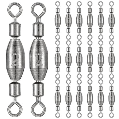 Seenelling 20 Pcs Brass Fishing Sinker Swivel Fishing Weights Saltwater Bullet Sinkers Drop Shot Weight Egg Sinkers with Swivel Rolling Removable Freshwater - size: 1/32oz