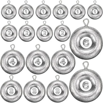 Shimeyao 18 Pieces Disc Sinkers Fishing Weights No Roll Disc Fishing Sinkers Weights for Saltwater Trolling Surf Tackle - size: 1 2 3 4 6oz