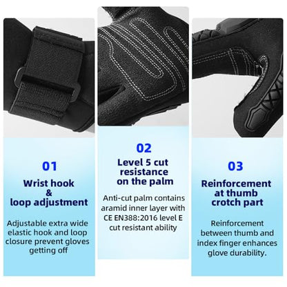 Seibertron Patented C.R.D.G 1.0 Aramid Anti-Cut Puncture Resistant Diving Gloves - color: C.R.D.G 2.0-Black, size: X-Small