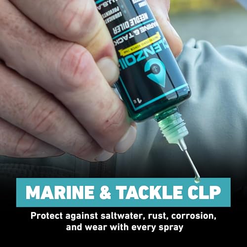 CLENZOIL Marine & Tackle - Fishing Gear Oil Lubricant - for Fish Care Reels, Boat Motors, Downriggers & More - Easily Oils Applicator - size: 1 oz Needle Oiler