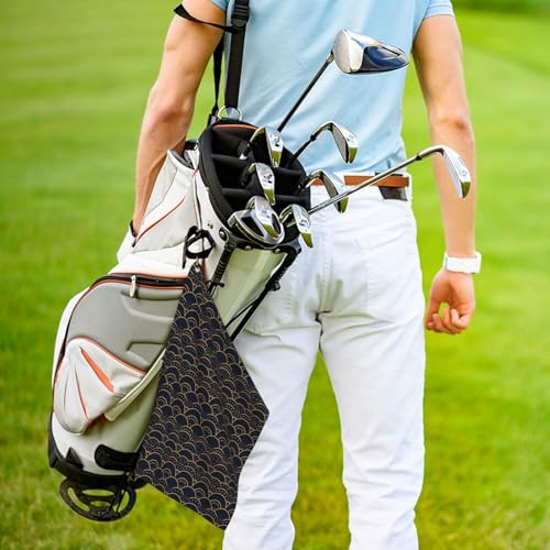 Black Fish Scales 1 Print Golf Towel (24" X 16") with Carabiner Clip Microfiber Cleaning Cloth Waffle Golf Bags Accessories for Lover Retirement Birthday Gifts