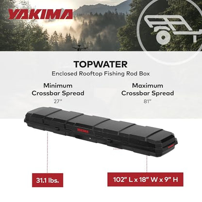 Yakima Rooftop Rod Box, Portable Hard Case for up to 8 Fishing Poles up to 8 Ft Long - Foam Pads & Removable Rod Holders for Gear Storage, TopWater