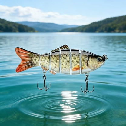 10cm 6-Segment Bionic Swimbait Multi-Jointed Hard Fishing Lure with Treble Hook Realistic Fake Bait for Outdoor Fishing for Men, Anglers, Father’s Day & Birthday