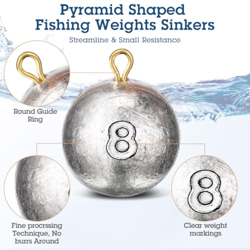 Fishing Weights Sinkers Cannonball Sinker Bass Fishing Casting for Saltwater in 3/4oz, 1oz, 2oz, 6oz, 8oz, 5 Size