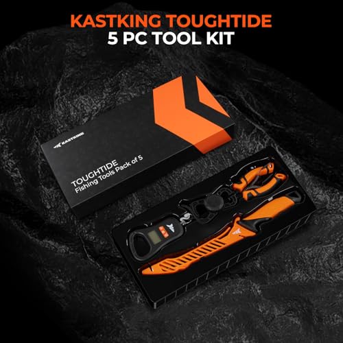 KastKing ToughTide Fishing Scale, USB Charging, 65lb Capacity, Ultra-Thin Digital Fish Scale, LCD Display, Ergonomic Handle, Fish Scales Digital Weight, Fishing Accessories for Men - color: E: 5pc Fishing Scale Kit