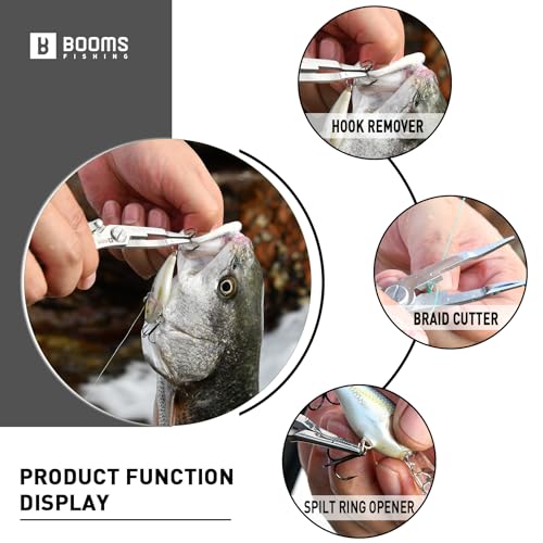 Booms Fishing H01 Small Fishing Pliers Scissors Braid Cutters Stainless Steel Fishing Tools Split Ring Pliers Hook Remover - color: A: Straight With Lanyard
