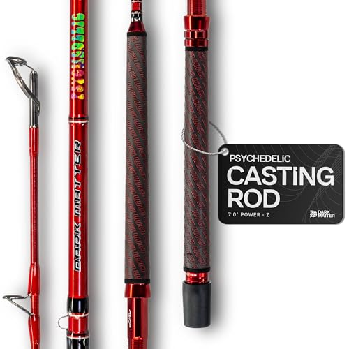 Dark Matter Psychedelic Casting Fishing Rods Medium Heavy Power X - High-Modulus M3 Carbon Nano Baitcaster Rod Saltwater and Freshwater Fishing Rods, 7ft Medium Heavy Baitcasting Rod - color: Red, size: 7'0" Power - Z