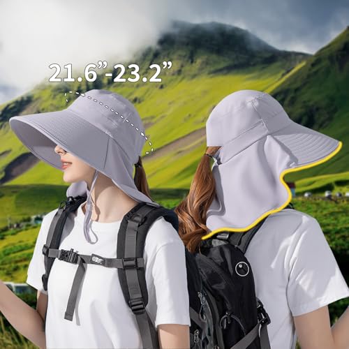 Peicees UPF 50+ Waterproof Fishing Hat with Wide Brim & Neck Flap - UV Protective Summer Sun Hat for Men Women Fishing Gear - color: Pink