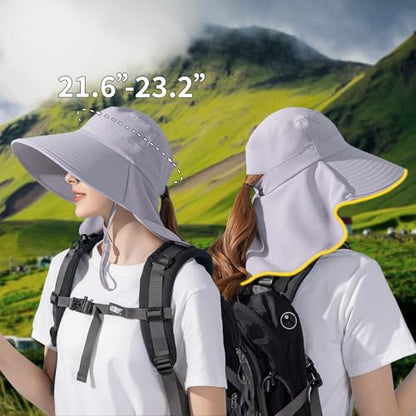 Peicees UPF 50+ Waterproof Fishing Hat with Wide Brim & Neck Flap - UV Protective Summer Sun Hat for Men Women Fishing Gear - color: Beige