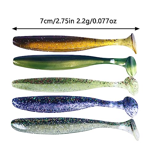 Paddle Tail Swimbaits,Soft Plastic Fishing Lures Swim Baits for Bass Fishing,30/50pcs with Box,Soft Plastic Swimbaits for Bass Trout Crappie Lures Kit for Saltwater Freshwater - color: B:2.75in/0.077oz-50pcs