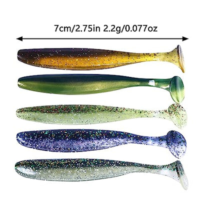 Paddle Tail Swimbaits,Soft Plastic Fishing Lures Swim Baits for Bass Fishing,30/50pcs with Box,Soft Plastic Swimbaits for Bass Trout Crappie Lures Kit for Saltwater Freshwater - color: B:2.75in/0.077oz-50pcs