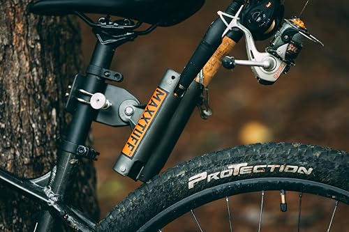 MAXXTUFF Heavy-Duty Bicycle Rod Holder, Universal Fit, Holds 2 Fishing Rods, Mounts to Seat Post - MTM103