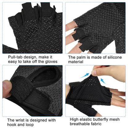 PATIKIL Fishing Gloves Breathable Fingerless Sun Protection Gloves for Men Women Rowing Kayaking Cycling - size: Large