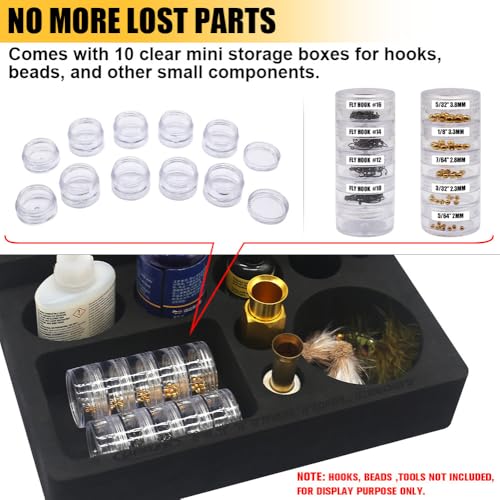 Fly Tying Tool Caddy Organizer-Essential for Fly Tying Stations & Fishing Tool Organizer, Holds 20 Thread Spools with 10 Accessory Boxes