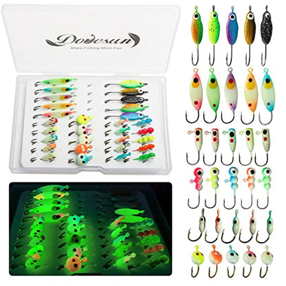 Dovesun Fishing Kit Ice Fishing Jigs Ice Fishing Lures Walleye Fishing Lures Crappie Jigs 135pcs/58pcs/45pcs/34pcs/30pcs/8pcs - color: D-Ice fishing jigs 30pcs