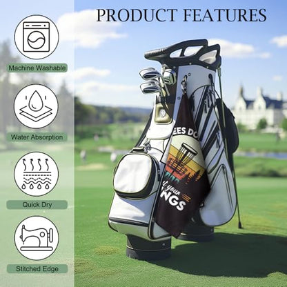 DYJYBMY Trees Don't Care About Your Feelings Printed Disc Golf Towel with Clip, Funny Sport Towel for Disc Lovers Golfer, Father's Day Appreciation Retirement Gifts for Husband Dad Grandpa Golf Lover - color: Black01