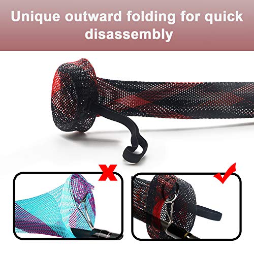 Fishing Rod Cover - 4 Pack Rod Sleeve Socks with Lanyard for Fly, Spinning, Casting, Sea Fishing - color: Black*2, Black & Green*1, Black & Red*1