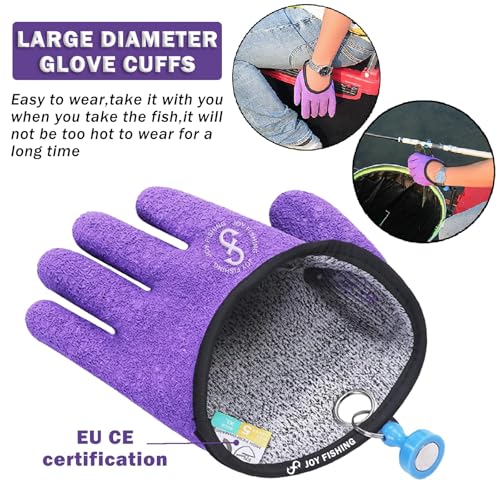 Fishing Gloves with Magnet Release - Non-Slip, Professional, Puncture Proof, Fish Handling - color: Left and right