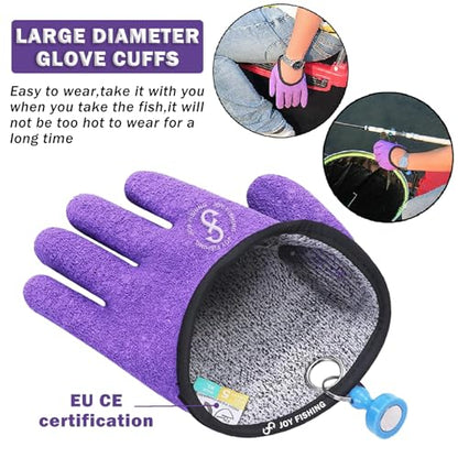 Fishing Gloves with Magnet Release - Non-Slip, Professional, Puncture Proof, Fish Handling - color: Left and right