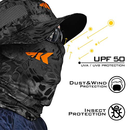 KastKing Sol Armis Neck Gaiter - UPF 50 Face Mask - UV Sun Protection Mask for Men & Women, Fishing, Hiking - color: C: Blackout (Size: 19"x9.5")