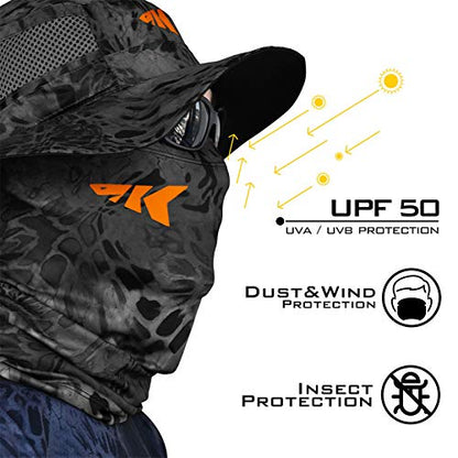 KastKing Sol Armis Neck Gaiter - UPF 50 Face Mask - UV Sun Protection Mask for Men & Women, Fishing, Hiking - color: C: Blackout (Size: 19"x9.5")