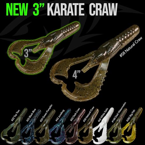Lunker City Fishing 3" or 4" Karate Craw 3 Pack Bundle Soft Plastic Crawfish Bass Lure Open Claws Bait, 21 Pcs, Made in The USA - color: Natural Craw, size: 3 Inch