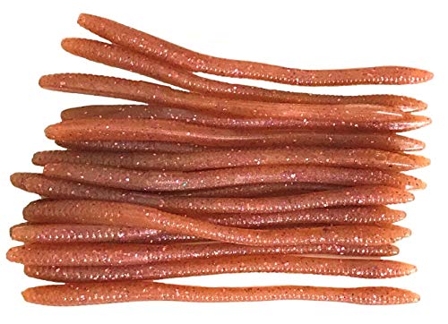 20 Pcs 6.25" Drop Shot Finesse Worms (Scented, Floats) Soft Plastic Baits for Bass Fishing - color: Copperhead