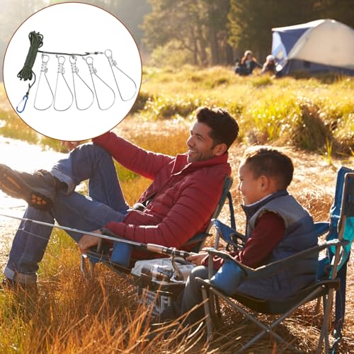 NOLITOY 2 Sets Fishing Lock Stainless Steel Stringer with 5 Hooks for Kayak Trout Fishing and Outdoor Use