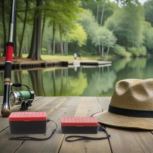 2pcs Ventilated Live Bait Box Set for Worm Fishing, Double-Layer Breathable Red Worm Holder, Portable Fishing Bait Storage Container with Handle for Anglers