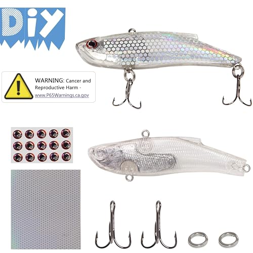 Unpainted Fishing Lures Making Kit DIY Crankbaits Minnow Kit - 321/355pcs Blank Hard Bait Lure Set Include Pliers Treble Hook Split Rings Lure Eyes Stickers Making Supplies Make Your Own Fishing Lures - color: 321pcs