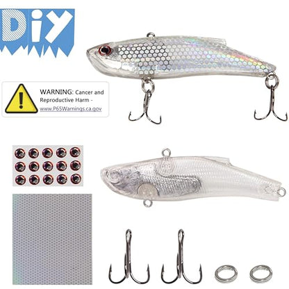 Unpainted Fishing Lures Making Kit DIY Crankbaits Minnow Kit - 321/355pcs Blank Hard Bait Lure Set Include Pliers Treble Hook Split Rings Lure Eyes Stickers Making Supplies Make Your Own Fishing Lures - color: 321pcs