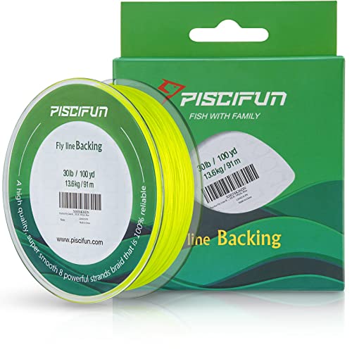 Piscifun Fly Line Backing, Braided Fly Backing Line - color: Fluorescent Yellow, size: 30lb/100yd