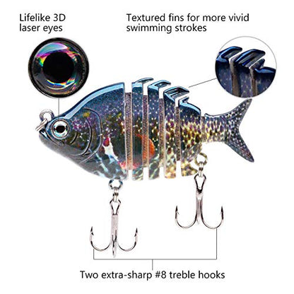 Bassdash SwimPanfish 0.34oz Hard Swimbaits Multi Jointed Topwater Trout Bass Fishing Crank Lure for Freshwater and Saltwater - color: Pumpkinseed