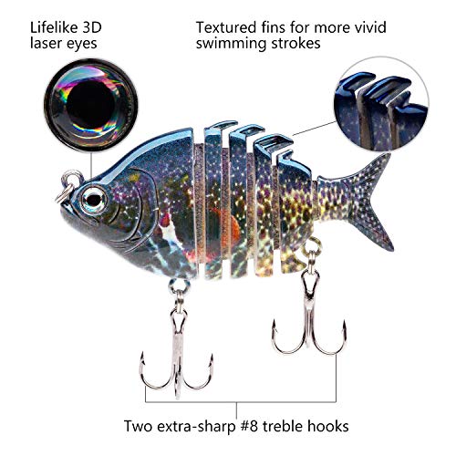 Bassdash SwimPanfish 0.34oz Hard Swimbaits Multi Jointed Topwater Trout Bass Fishing Crank Lure for Freshwater and Saltwater - color: Pumpkinseed