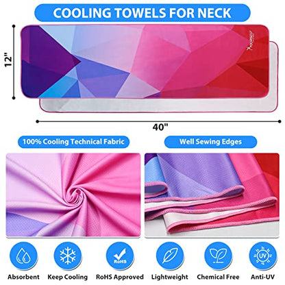 SYOURSELF Cooling Towel, Cooling Towels for Neck,40" x 12"Ice Towel for Instant Cooling Relief, Soft Breathable Chilly Towel, Perfect Yoga, Golf, Sports(Geo) - color: Mix2