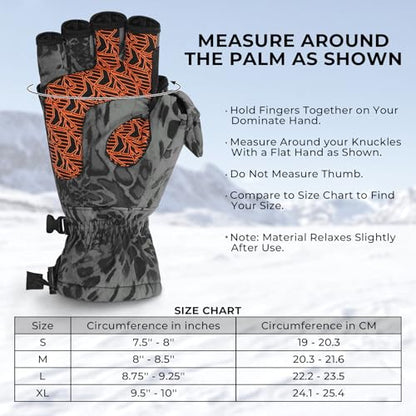 KastKing PolarBlast Convertible Ice Fishing Gloves Cold Weather Mittens and Fingerless Gloves with 3M Thinsulate Ideal for Ice Fishing, Photography - color: Blackout, size: Large