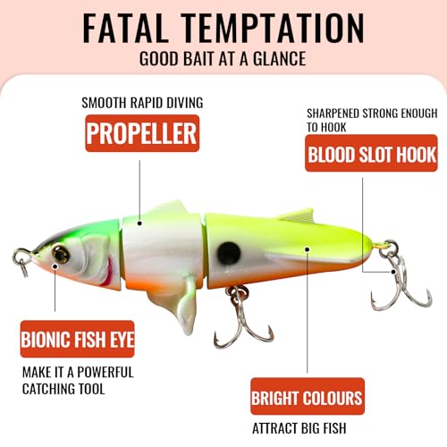 Fishing Lures for Trout Bass Multi Jointed Swimbaits 3D Bionic Fish Eye Swimming Lures Lifelike Hard Bait for Freshwater Saltwater - color: Yellow-White