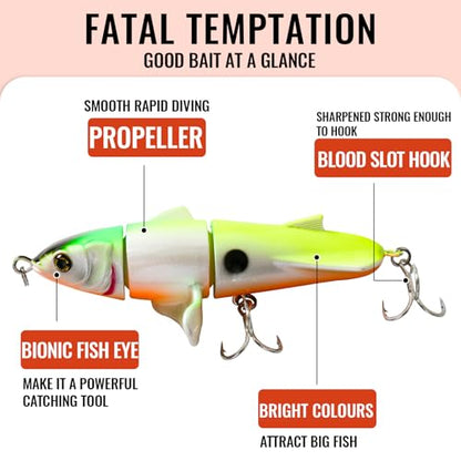 Fishing Lures for Trout Bass Multi Jointed Swimbaits 3D Bionic Fish Eye Swimming Lures Lifelike Hard Bait for Freshwater Saltwater - color: Yellow-White