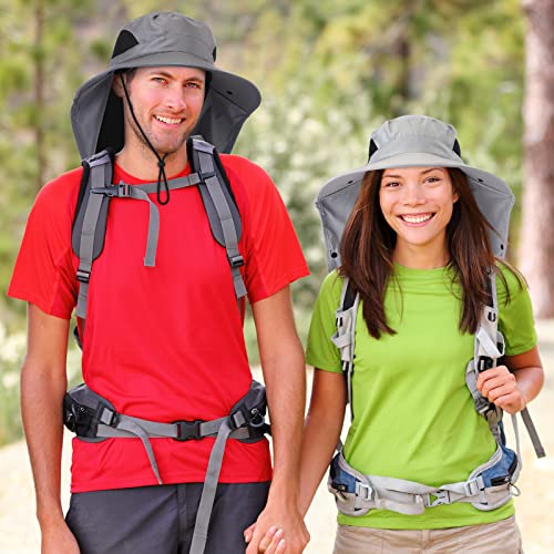 Xuhal 12 Pcs Fishing Sun Hat for Men Women Wide Brim UV Sun Protection Cap Summer Outdoor Hiking Hat Neck and Face Flap - color: Dark Gray, Light Gray, Beige, Black