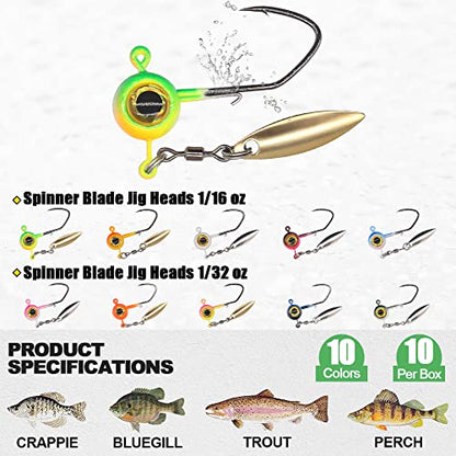 Crappie Jigs and Lures Kit -135 & 40 Piece Set with Plastics, Jig Heads, Split-Tail Grub Baits - Perfect for Crappie Fishing, Panfish Lures - color: Split-Tail Grub 40 pc. KIT Combo 2