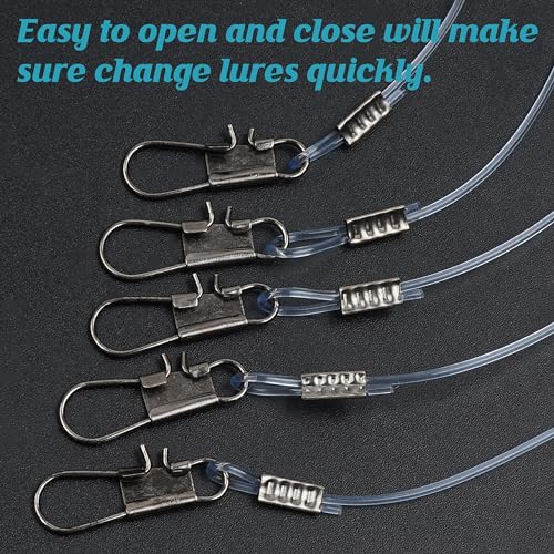 Fishing Leader Rigs Saltwater Tackle Rigs with Swivels Snaps, High Strength Wire Leaders Rigging Surf Fishing Gear Equipment for Lures Bait Hooks Catfish Walleye - color: Blue Nylon Leader, size: 12PCS, style: 1 Arm