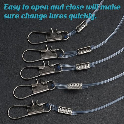 Fishing Leader Rigs Saltwater Tackle Rigs with Swivels Snaps, High Strength Wire Leaders Rigging Surf Fishing Gear Equipment for Lures Bait Hooks Catfish Walleye - color: Blue Nylon Leader, size: 12PCS, style: 1 Arm