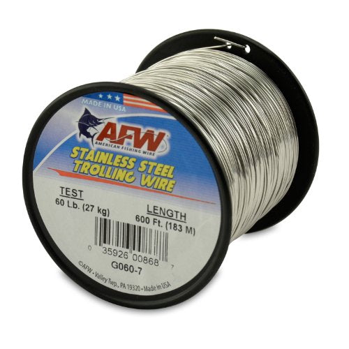 American Fishing Wire Stainless Steel Trolling Wire (Single Strand) - size: 600 Feet, 60 Pound Test