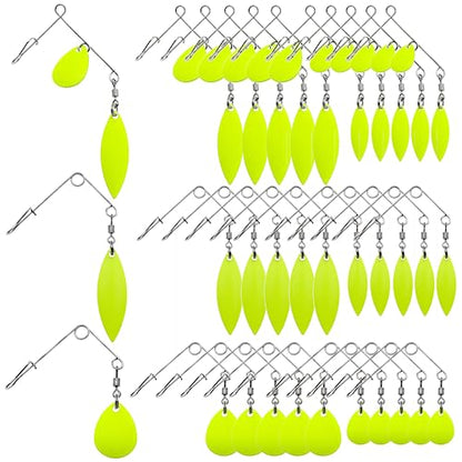 Fishing Spinnerbait Smooth Spoons Kit Fishing Spinner Blades Smooth Spoons Rigs with Willow and Teardrop Making Fishing Lures Replacement Accessories - color: B: 30Pcs Spinnerbaits Smooth Spoons Kit