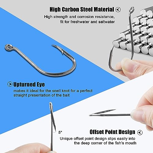 Octopus Fishing Hooks-120pcs Sport Circle Hooks Beak Offset Fishing Hooks Sharp High Carbon Steel Fishing Jig Hooks Black Fishhook for Saltwater Bass 8-9/0 - size: 9/0-120PCS