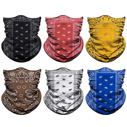 Venswell Neck Gaiter Face Mask Men Women,Seamless Bandana Rave Face Cover Scarf Mask,Balaclava,Headband, Head Wrap,Headwear - color: A-women Paisley