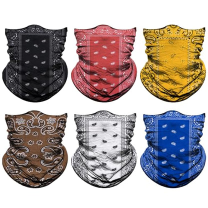 Venswell Neck Gaiter Face Mask Men Women,Seamless Bandana Rave Face Cover Scarf Mask,Balaclava,Headband, Head Wrap,Headwear - color: A-women Paisley