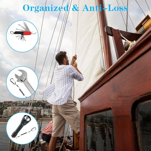 8 Pcs Retractable Safety Coiled Lanyard Heavy Duty Fishing Lanyard with Carabiner Kayak Retractable Tool Leash Keychain Fishing Rod Safety Lanyards for Fish Equipment Keys Cards Tools